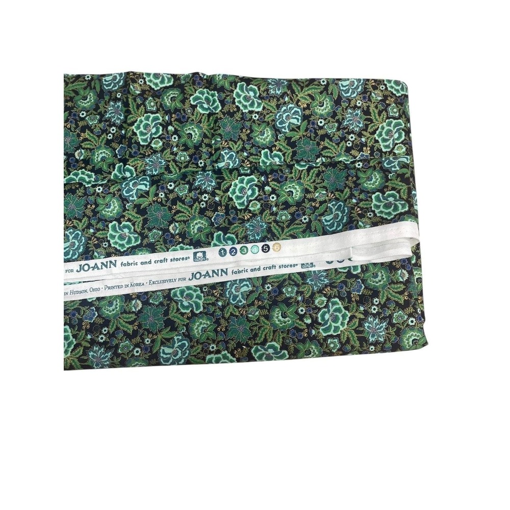 Buttercream Jo-Ann Fabric Floral Quilting Cotton BTY Yard Green‎ Blue Gold